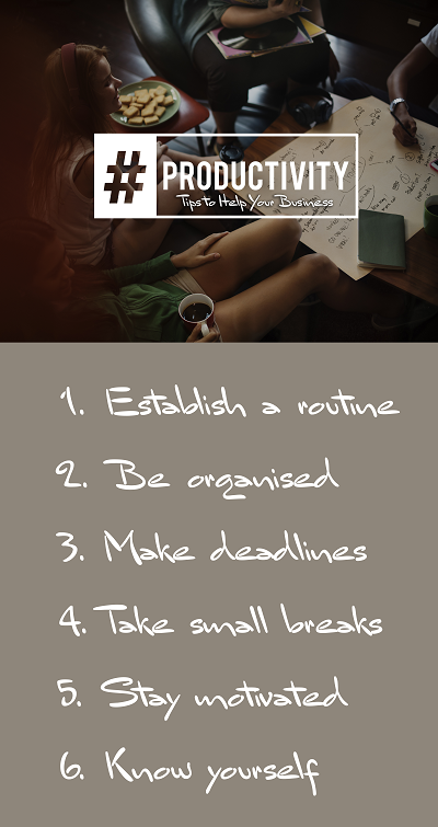 Graphic of 6 tips on productivity